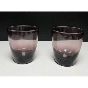 Vintage Set of 2 Libby Purple Amethyst Glass Tumblers Rock Glasses Retro